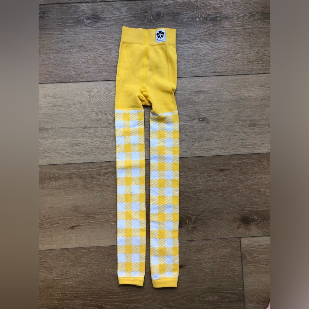 Mini Rodini Bright Yellow Gingham Footless tights 128/134